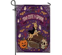 Drapeaux de jardin amusants pour Halloween - 30,5 x 45,7 cm - Double face pour décoration extérieure - Motif cercueil gothique effrayant - Drapeau de maison - Petit drapeau effrayant pour l'extérieur