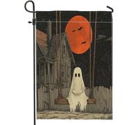 Drapeaux de jardin amusants pour Halloween, 30,5 x 45,7 cm, double face pour extérieur, balançoires effrayantes vintage en toile de jute, drapeaux de pelouse, fantômes, arrière-cour, petites maisons