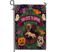 Drapeaux de jardin amusants pour Halloween Bullmastiffs - 30,5 x 45,7 cm - Double face pour décoration extérieure - Motif cercueil effrayant - Fantôme gothique - Drapeau de maison, petit drapeau