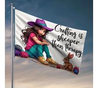 Drapeaux de jardin amusants pour l'artisanat est moins cher que la thérapie. Drapeaux amusants (120 x 180 cm)