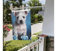 Drapeaux de jardin amusants pour l'extérieur de 6,1 x 0,9 m - Drapeau de jardin avec rose bleue - Impression double face - Bannières de bienvenue pour la maison, la pelouse, la décoration d'intérieur