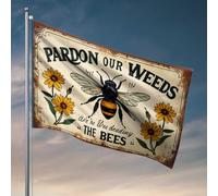 Drapeaux de jardin amusants pour protéger les pollinisateurs : un panneau exhorte à la tolérance des mauvaises herbes pour abeille H drapeau décoration de dortoir drôle pour les gars d'université (152