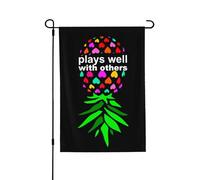 Drapeaux De Jardin Ananas À L'Envers Jouez Bien Avec Les Autres Échangistes Drôles Bannière Jardins Résistant Bannières Extérieure Imperméabiliser Drapeaus Décoratif Pour Fête Défilé 30X45CM