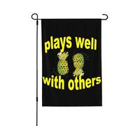 Drapeaux De Jardin Ananas À L'Envers Jouez Bien Avec Les Autres Échangistes Drôles Drapeau Fierté Decoration Drapeaus Décoratif Imperméabiliser Bannières Extérieure Pour Fête Défilé 30X45CM