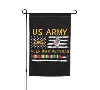 Drapeaux De Jardin Ancien Combattant De La Cavalerie Américaine Pendant La Guerre Du Golfe Bannière Jardins Durable Bannières Extérieure Résistant Drapeaus Décoratif Pour Fête Festivals 30X45CM