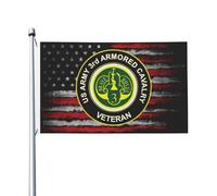 Drapeaux De Jardin Ancien Combattant De L'Armée, 3E Régiment De Cavalerie Blindée Bannières Extérieure Résistant Bannière De Cour Pour Vacances Carnavals Jardins 90X150 CM