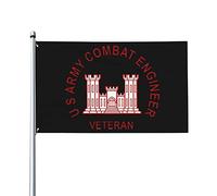 Drapeaux De Jardin Ancien Combattant Du Génie De Combat De L'Armée Américaine Bannières Extérieure Imperméabiliser Drapeau Fierté Durable Drapeaus Décoratif Pour Défilé Balcon Festivals 90X152Cm