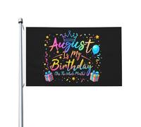Drapeaux De Jardin Août, C'Est Mon Anniversaire ! Oui, Tout Le Mois ! Drapeaux Décoratifs D'Extérieur Décoratif Bannière De Jardin Pour Décoration Jardins Cour 90X150 CM