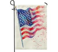 Drapeaux de jardin aquarelle Amérique du 4 juillet 30,5 x 45,7 cm double face pour décoration extérieure, drapeau de maison en toile pour fête de l'indépendance des États-Unis, drapeau de maison