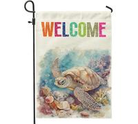 Drapeaux de jardin aquarelle de tortue de mer, 30,5 x 45,7 cm pour extérieur, océan, vie marine, côtière, drapeau vertical standard pour maison, cour, cour, pelouse, décoration extérieure