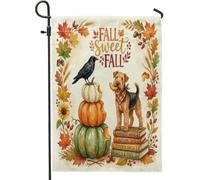 Drapeaux de jardin aquarelle pour chien Airedale Terrier 30,5 x 45,7 cm double face pour extérieur, livre de citrouille d'automne en toile verticale standard, drapeaux de maison, drapeaux cool pour la