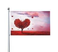 Drapeaux De Jardin Arbre De Cœur De Paysage D'Automne Drapeau Extérieur Résiste Aux Intempéries Treer Drapeau Pour Patio Balcon Fête Ferme 90X150 CM