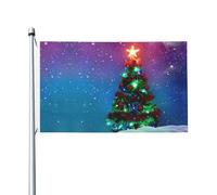Drapeaux De Jardin Arbre De Noël Lumineux Avec Fond Étoilé Pelouse Drapeaux Résiste Aux Intempéries Treer Drapeau Pour Jardinage Patio Balcon Fête 90X150 CM