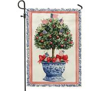 Drapeaux De Jardin Arbre Topiaire Patriotique Rouge Blanc Bleu Avec Des Arcs 4 Juillet D'Été Bannière Jardins Durable Bannières Extérieure Couleurs Vives Drapeau Fierté Pour Fête Défilé 30X45CM