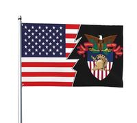 Drapeaux De Jardin Armoiries De L'Académie Militaire Américaine Et Amérique Bannières Extérieure Couleurs Vives Drapeaux Décoratifs D'Extérieur Pour Cour Balcon Pelouse 90X150 CM