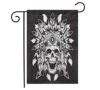 Drapeaux De Jardin Arrow Chief Skull Black White Indiana American Native Bone Coupe-Vent Et Étancheune Bannière Extérieure Décorations Pelouse Drapeaux Pour Ferme Patio M