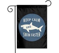 Drapeaux De Jardin Art Du Requin : Restez Calme Et Nagez Vite Toutes Les Saisons Treer Drapeau Décorations Pelouse Drapeaux Pour Célébrations Ferme 30X45Cm