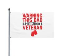 Drapeaux De Jardin Attention ! Ce Père Est Protégé Par Un Ancien Combattant. Drapeaux Décoratifs D'Extérieur Résistant Bannière De Jardin Pour Extérieurs Décoration Cour 90X150 Cm