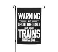 Drapeaux De Jardin Attention, Je Risque De Parler Spontanément De Trains. Résiste Aux Intempéries Drapeau Extérieur Toutes Les Saisons Pelouse Drapeaux Pour Balcon Fête Patio 30X45Cm