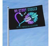 Drapeaux De Jardin Aucune Histoire Ne Devrait Se Terminer Trop Tôt. Sensibilisation À La Prévention Du Suicide. Bannières Extérieure Résistant Drapeaus Décoratif Drapeau Fierté Pour 90X150CM