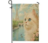 Drapeaux de jardin avec chats persans, 30,5 x 45,7 cm, double face pour décoration extérieure, motif tours romantiques, drapeau de maison, chaton, animal de compagnie, petit drapeau de pelouse