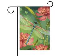 Drapeaux de jardin avec libellules et fleurs - 30,5 x 45,7 cm - Drapeau extérieur double face - Drapeau de cour d'été - Drapeau floral de bienvenue - Décorations de jardin saisonnières