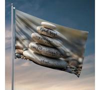 Drapeaux de jardin avec message amusant de Dieu sur pierres : drapeau surmonter l'adversité - Manches à air - Décoration de chambre à coucher (60 x 90 cm)