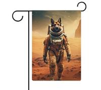 Drapeaux de jardin avec motif berger allemand Mars pour fêtes saisonnières en plein air, hiver 12,6 pouces × 18,5 pouces