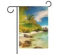 Drapeaux de jardin avec paysage de plage tropicale, 30,5 x 45,7 cm, drapeau extérieur double face, drapeau de cour d'été, drapeau floral de bienvenue, drapeaux de jardin saisonniers, décorations de
