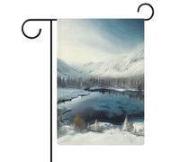 Drapeaux de jardin avec scène de neige d'hiver - 30,5 x 45,7 cm - Drapeau extérieur double face - Drapeau de cour d'été - Drapeau floral de bienvenue - Décorations de jardin saisonnières
