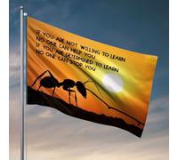 Drapeaux de jardin avec silhouette de fourmi amusante avec citation de motivation Drapeau cool drapeaux amusants (30 x 45 cm)