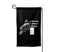 Drapeaux De Jardin Barrel Racing Horse 3 Barrels 2 Hearts 1 Dream Garden Flag Coupe-Vent Et Étancheune Treer Drapeau Résiste Aux Intempéries Bannière Extérieure Pour Patio Ferme Jardinage S