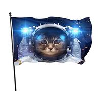 Drapeaux De Jardin Beau Chat Dans L'Espace, Chaton Mignon De Dessin Animé Drapeau Fierté Imperméabiliser Drapeaus Décoratif Durable Bannière Jardins Pour Festivals Défilé Célébrations 90X152CM