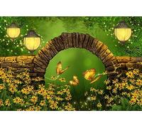 Drapeaux De Jardin Beautiful Fairy Tale Scene With Butterflies And Yellow Flowers Garden Flag Toutes Les Saisons Treer Drapeau Pour Patio Célébrations Balcon Fête 90X150 CM