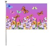 Drapeaux De Jardin Beautiful Narcissus Flowers And Flying Butterflies Pelouse Drapeaux Toutes Les Saisons Garden Flag Pour Patio Célébrations Balcon Fête 90X150 CM