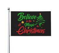 Drapeaux De Jardin Believe In The Magic Of Christmas Christmas Bannière Jardins Durable Bannières Extérieure Résistant Drapeaus Décoratif Pour Défilé Festivals Balcon 90X152CM