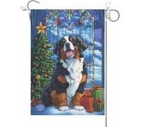 Drapeaux De Jardin Bernois Avec Un Motif De Vitrail Vibrant Et Un Fond Fleuri Drapeaus Décoratif Imperméabiliser Drapeau Fierté Couleurs Vives Bannière Jardins Pour Festivals Défilé 30X45CM