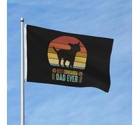 Drapeaux De Jardin Best Chihuahua Dad Ever Drapeaus Décoratif Résistant Bannières Extérieure Couleurs Vives Bannière Jardins Pour Festivals Défilé Balcon 90X152CM