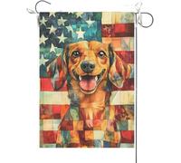 Drapeaux De Jardin Bienvenue À Ce Teckel Américain Patriotique, Le 4 Juillet, Pour La Fête De L'Indépendance ! Drapeau Fierté Durable Bannière Jardins Bannières Extérieure Pour 30X45CM