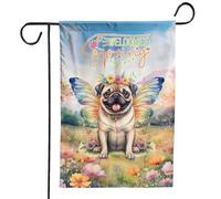 Drapeaux De Jardin Bienvenue Au Printemps, Fée Carlin Dans Un Pré Fleuri, Amoureux Des Chiens Bannières Extérieure Durable Bannière Jardins Résistant Drapeaus Décoratif Pour Défilé 30X45CM