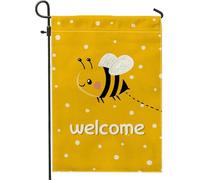 Drapeaux De Jardin Bienvenue Bee Bright Yellow Bannière Jardins Durable Bannières Extérieure Imperméabiliser Drapeaus Décoratif Pour Festivals Fête Défilé 30X45CM