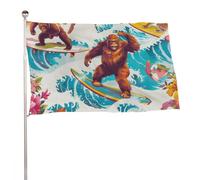 Drapeaux De Jardin Bigfoot Gorilles Léopards Surf Bannières Extérieure Durable Drapeaus Décoratif Imperméabiliser Bannière Jardins Pour Festivals Défilé Balcon 90X152CM