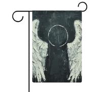 Drapeaux de jardin blancs avec ailes d'ange - 30,5 x 45,7 cm - Drapeau extérieur double face - Drapeau de cour d'été - Drapeau floral de bienvenue - Drapeaux de jardin saisonniers - Décorations de