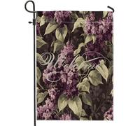 Drapeaux de jardin bohème lilas 30,5 x 45,7 cm double face pour extérieur, esthétiques, florales standard, drapeaux de pelouse, fleurs vintage, arrière-cour, petite maison, décoration extérieure