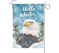 Drapeaux De Jardin Bonjour Hiver À Tête Blanche Branches De Pin, Noël Drapeau Fierté Durable Bannière Jardins Résistant Bannières Extérieure Pour Festivals Célébrations Défilé 30X45CM