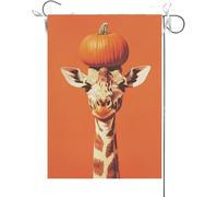 Drapeaux De Jardin Bonjour L'Automne Et Thanksgiving ! Girafe, Chien Mignon, Citrouille D'Automne Drapeaus Décoratif Imperméabiliser Bannière Jardins Résistant Bannières Extérieure Pour 30X45CM