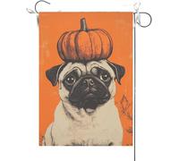 Drapeaux De Jardin Bonjour L'Automne, Thanksgiving, Carlin Mignon, Citrouille D'Automne Drapeau Fierté Imperméabiliser Drapeaus Décoratif Durable Bannières Extérieure Pour Défilé Balcon 30X45CM