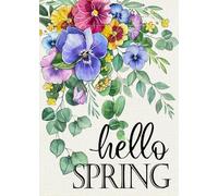 Drapeaux De Jardin Bonjour Printemps ! Pensée, Feuilles D'Eucalyptus Drapeau Militaire Imprimé Traditionnel Bannière, Pour Les Bureaux, Les Défilés, D'Intérieur, 30x45cm