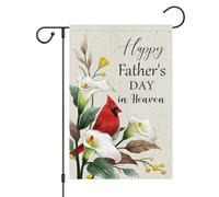 Drapeaux De Jardin Bonne Fête Des Pères Au Paradis. Fleur Cardinale. Mémorial Pour La Fête Des Pères. Tombe Au Cimetière. Drapeau Fierté Drapeaus Décoratif Résistant Pour 30X45CM