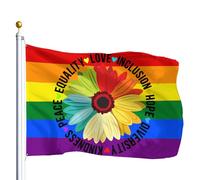 Drapeaux De Jardin Bonté Paix Égalité Amour Bannières Extérieure Decoration Bannière Jardins Résistant Drapeaus Décoratif Pour Festivals Défilé Célébrations 90X152CM